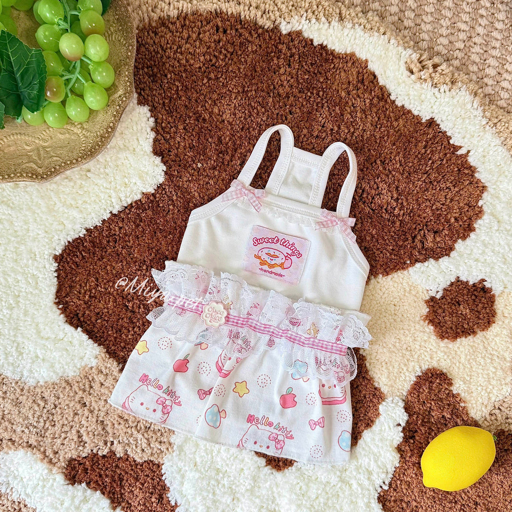 Sweet Heart Lace Pet Dress with Cartoon Print for Small Dogs & Cats Pet Dress Miya