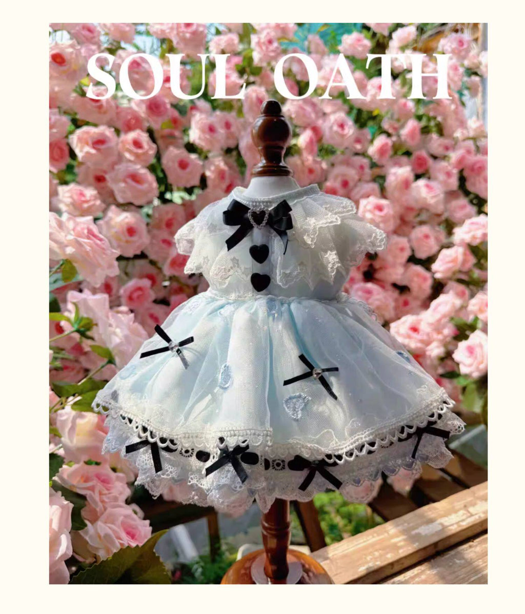Alice in Wonderland Luxury Dog Dress Set | Princess Gown with Crown & Bonnet for Small Dogs Pet Dress SOUL OATH