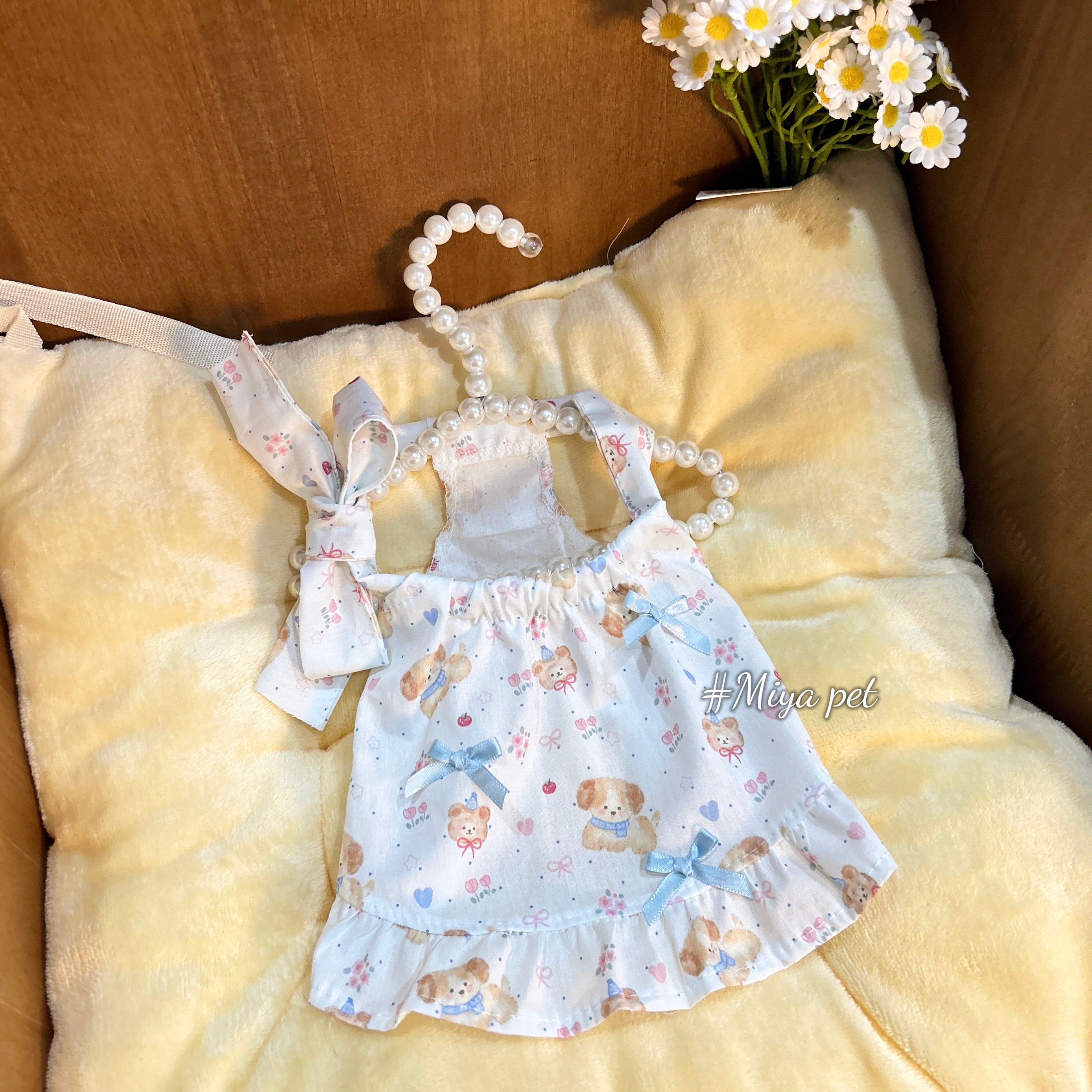 Korean Style Large Bow Halter Cotton Pet Dress for Small Dogs & Cats Pet Dress Miya