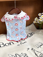 Blue Gingham Apple Pet Top for Small Dogs & Cats Pet Top Miya