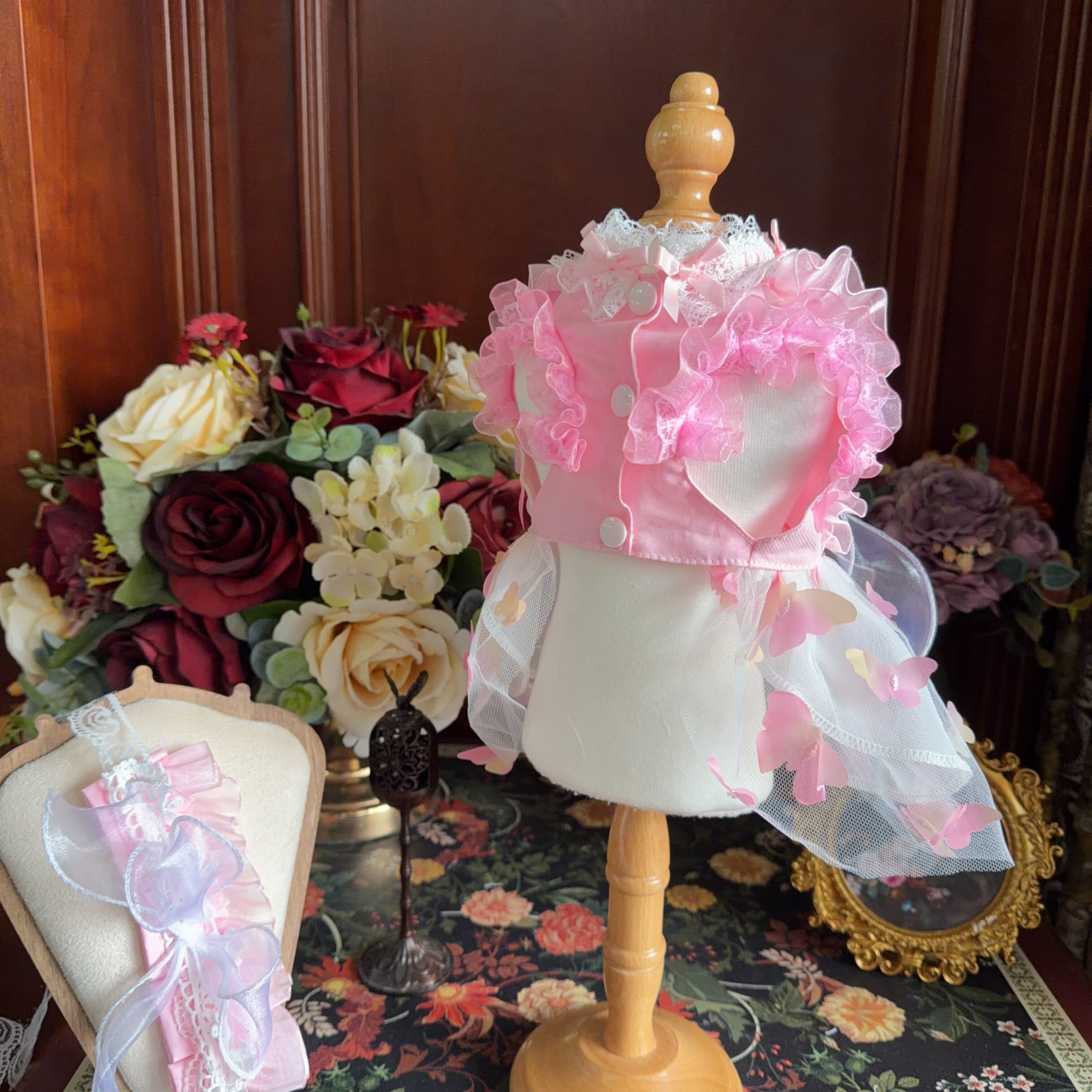 Amya - Pink Butterfly Lolita Pet Dress Pet Dress Amya
