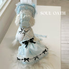 Alice in Wonderland Luxury Dog Dress Set | Princess Gown with Crown & Bonnet for Small Dogs Pet Dress SOUL OATH