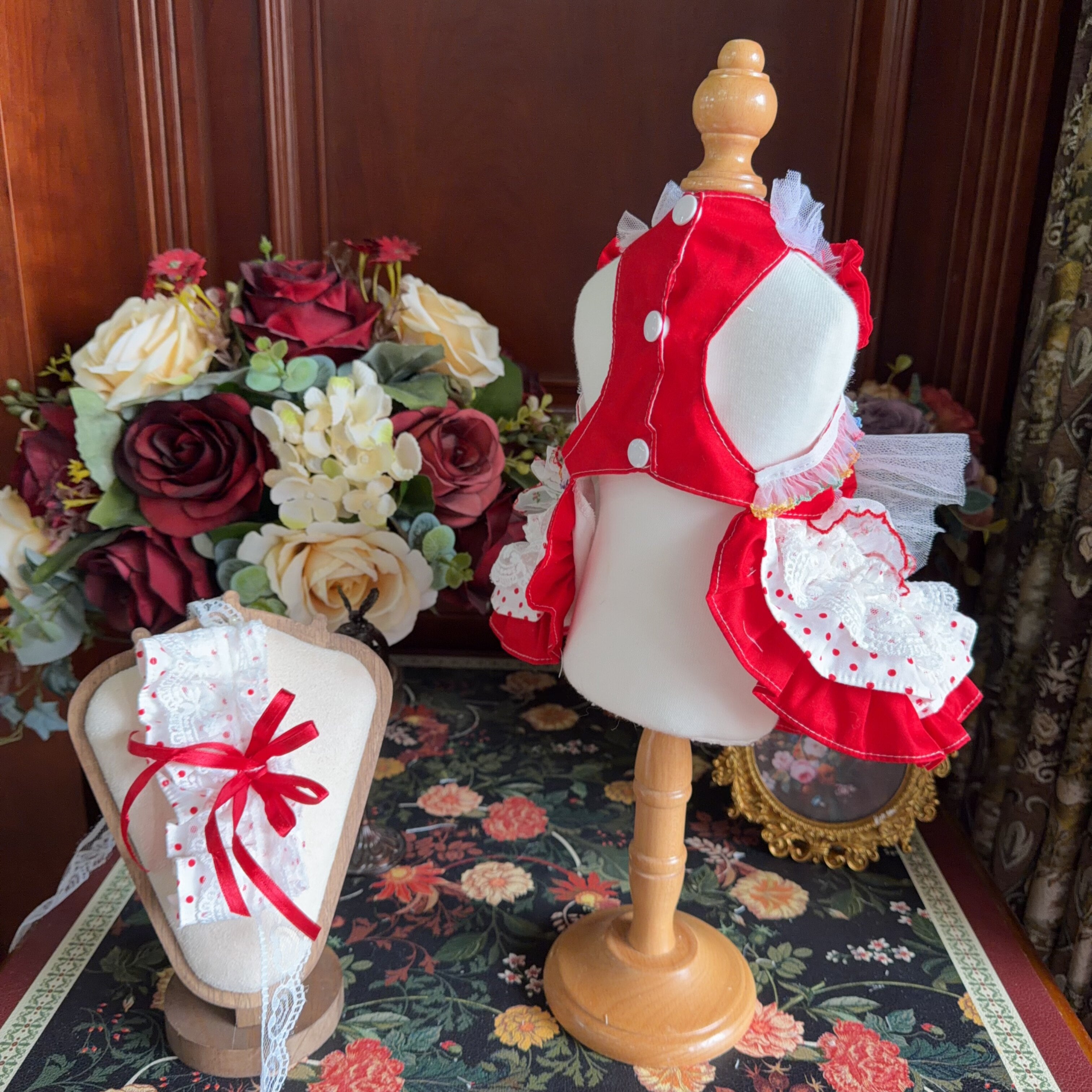 Amya - Red Polka Dot Lolita Pet Dress Pet Dress Amya