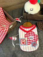 Red Striped Flower Appliqué Pet Tank Top Pet Top Miya