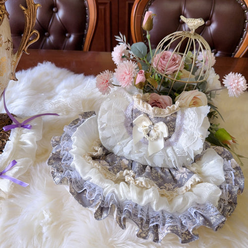 Amya - Grey Floral Lolita Pet Dress Pet Dress Amya