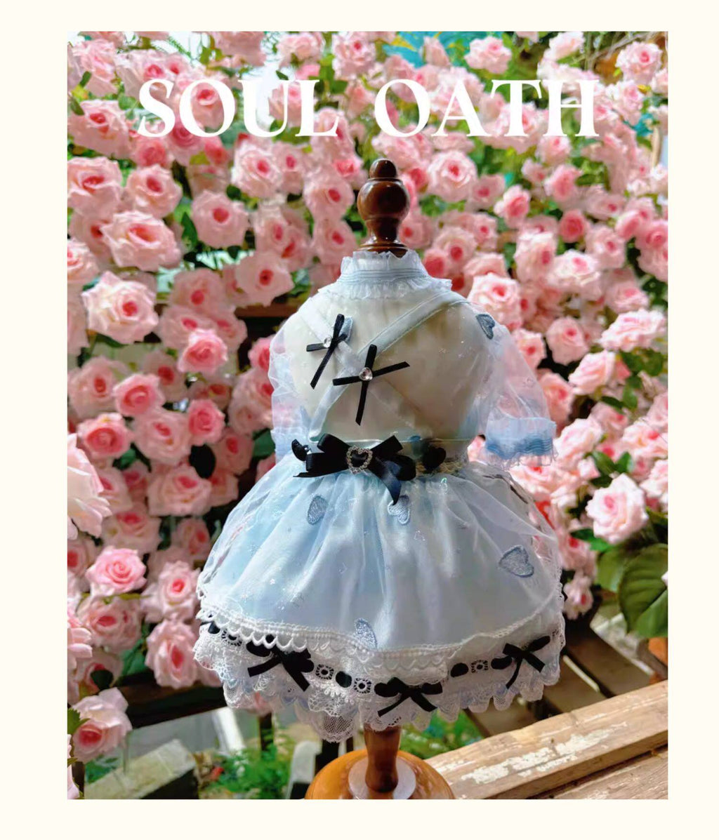 Alice in Wonderland Luxury Dog Dress Set | Princess Gown with Crown & Bonnet for Small Dogs Pet Dress SOUL OATH