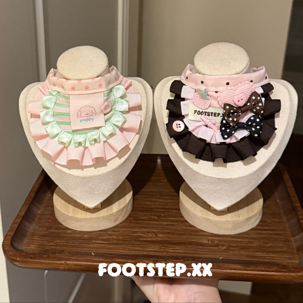 FOOTSTEP - Chocolate Blackberry Double Ruffle Pet Bib Pet Bibs FOOTSTEP