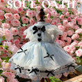 Alice in Wonderland Luxury Dog Dress Set | Princess Gown with Crown & Bonnet for Small Dogs Pet Dress SOUL OATH Dress XS