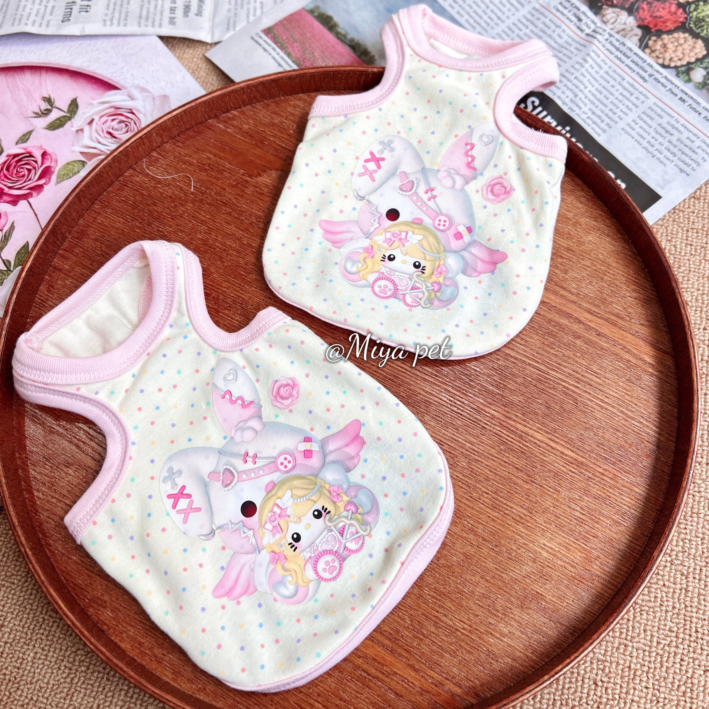 Cotton Printed Pet Tank Top Pet Top Miya XXS Angel Girl