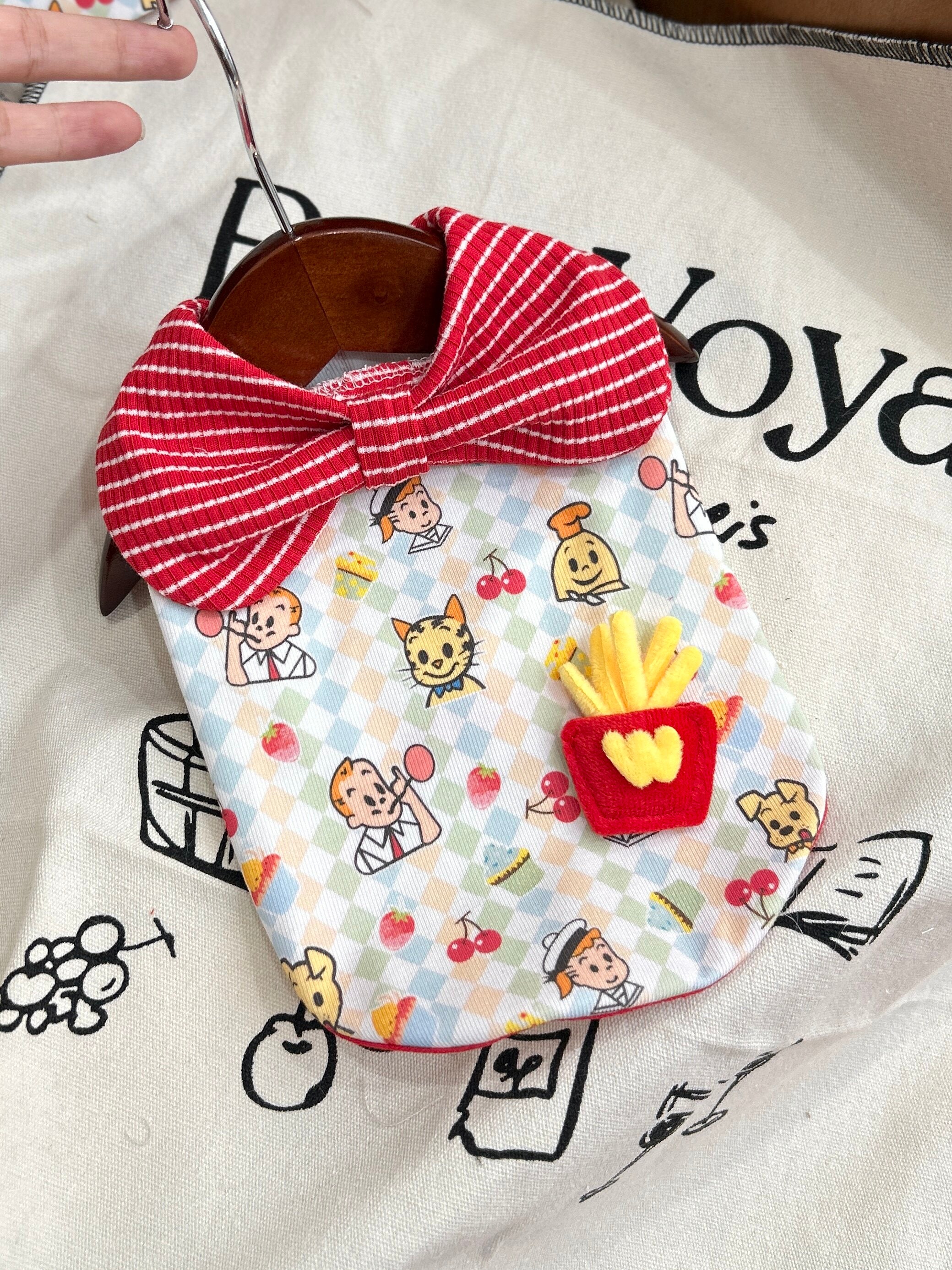 3D Fries Accent Pet Tank Top for Small Dogs & Cats Pet Top Miya XXS Bow